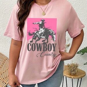 SHEIN Pink 'Cowboy Country' Graphic Tee